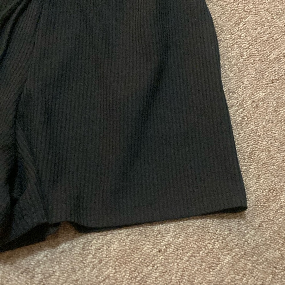 Silk & Salt Black Ribbed Shorts with Drawstring Waist - Picture 7 of 14